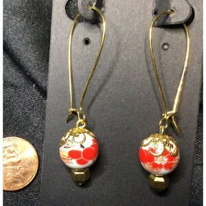 V Upper Red Earrings